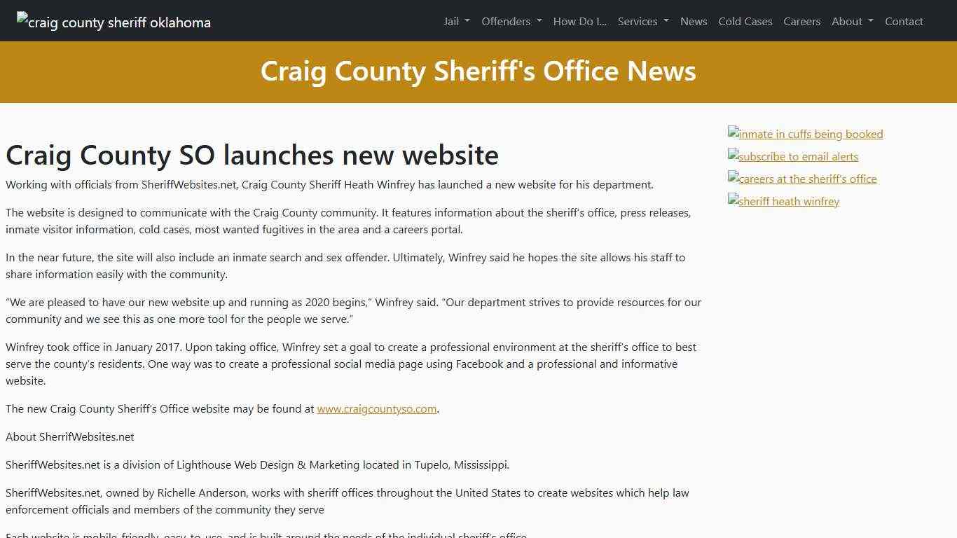 Craig County SO launches new website - Craig County Sheriff's Office